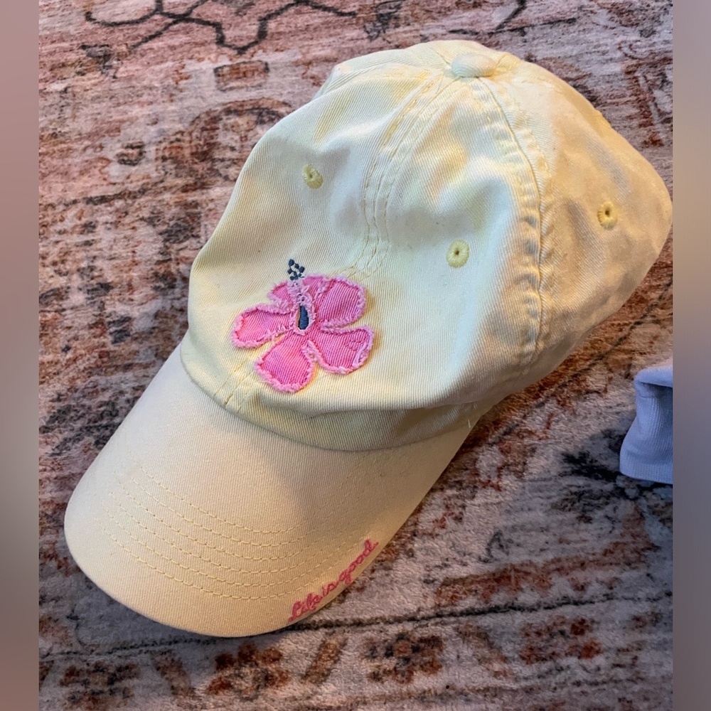 Life is Good Yellow Hibiscus Hat- Women’s OS